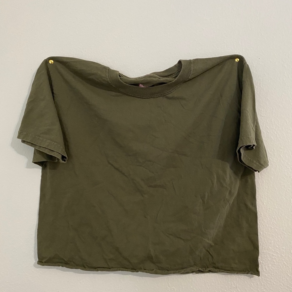 Army Green Crop Top (Hanes)